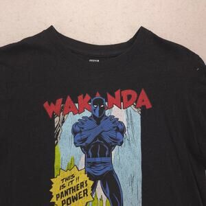 Marvel Black Panther Graphic Short Sleeve Casual Shirt Mens Size L Black